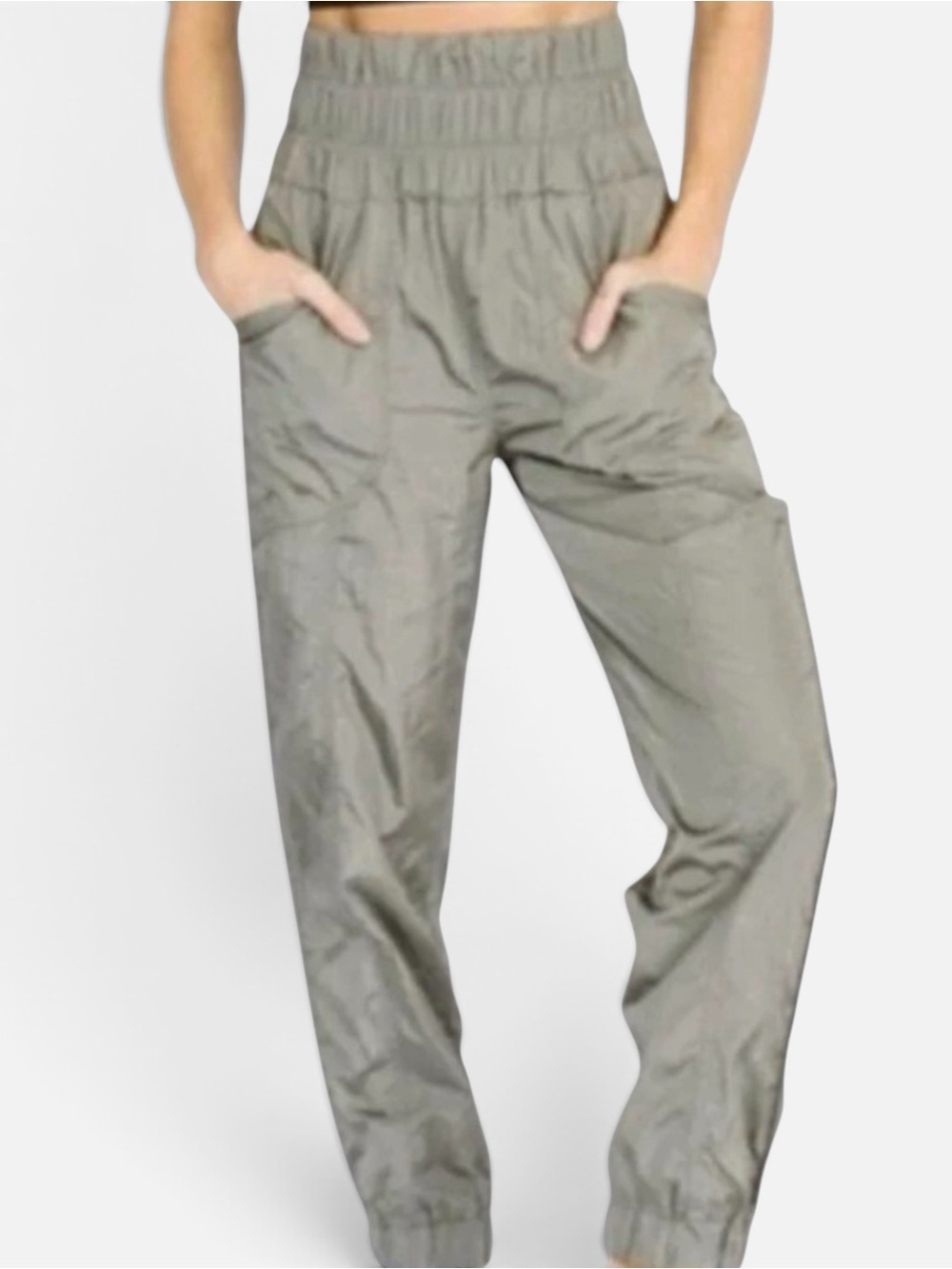 Free People Movement The Way Home Joggers M Gray Green Activewear Dance Gym